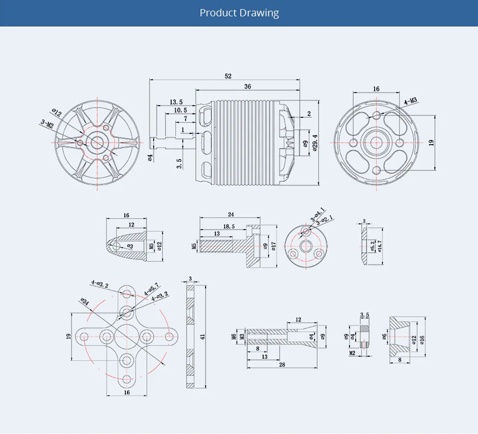 T-motor AS2317 AS 2317 Long Shaft Motor SPECIFICATIONS