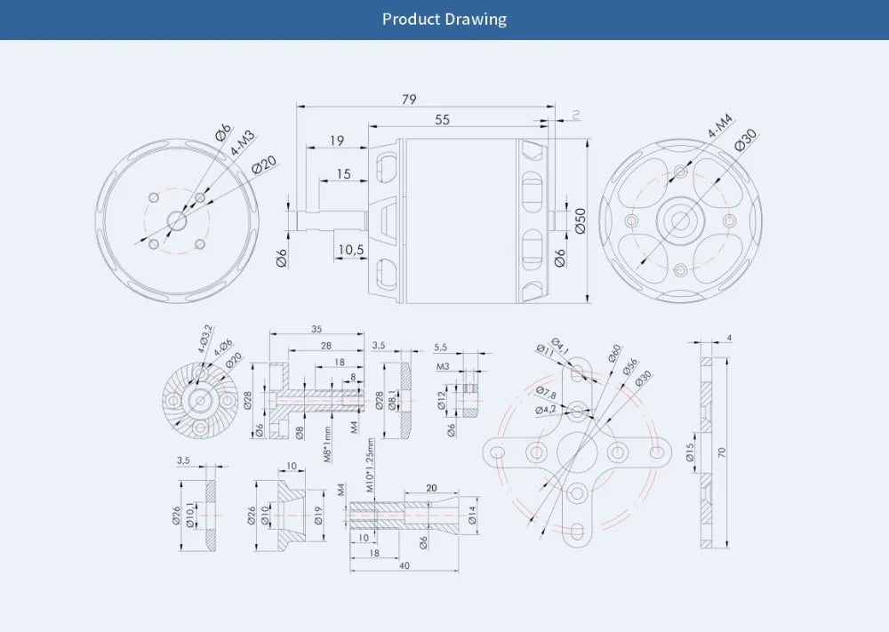 T-MOTOR AT4130 Brushless Motor SPECIFICATIONS Wheelbase 