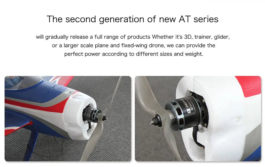 محرك T-motor AT2814 ذو عمود طويل بدون فرش - KV900 KV1050 KV1200 3-4S لطائرة RC بدون طيار ثابتة الجناح FPV 15 T-motor, the second generation of new AT series will gradually release a full range of products .