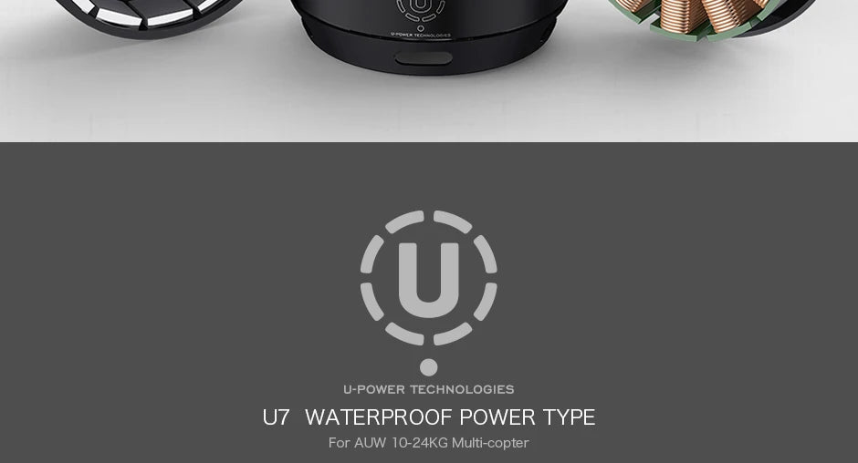 محرك T-MOTOR U7 KV280 KV460 KV490 U-POWER للطائرات بدون طيار متعددة الدوارات الدوارة Hexacopter 8 T-MOTOR, U-POWER TECHNOLOGIES U7 WATERPROOF POWER