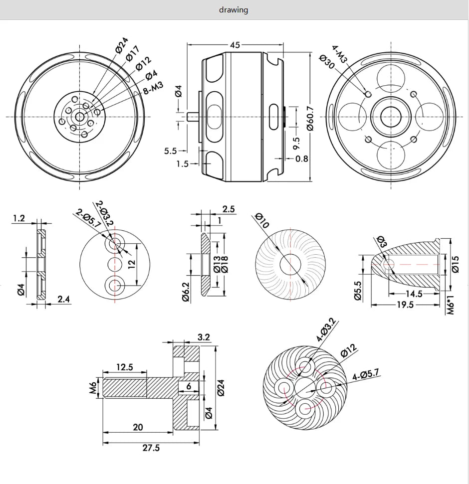 محرك T-MOTOR U7 KV280 KV460 KV490 U-POWER للطائرات بدون طيار متعددة الدوارات الدوارة Hexacopter 15 T-MOTOR U7 KV280 KV460 KV490 Motor SPEC