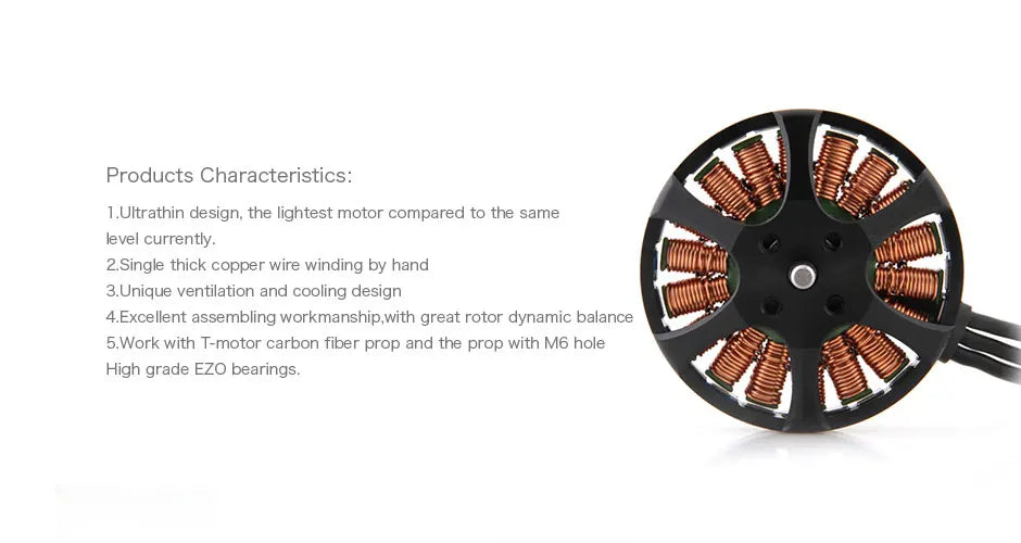 2PCS/SET T-motor, copper wire winding by hand 3 Unique ventilation and cooling design 4Excellent assembling workmanship