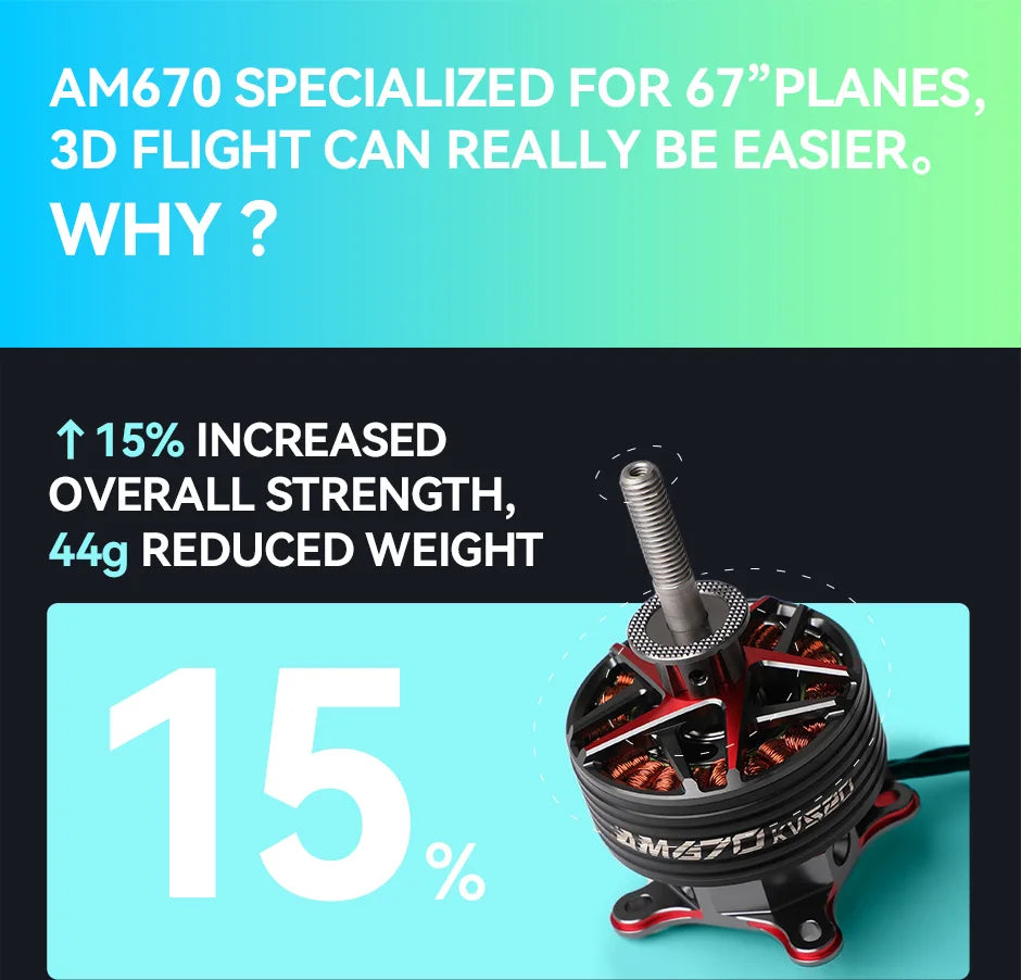 T-MOTOR AM670 KV480 Brushless Motor AM Series Lightweight Motor for Drone 6 T-MOTOR, AM670 SPECIALIZED FOR 67"PLANES, 3D FL