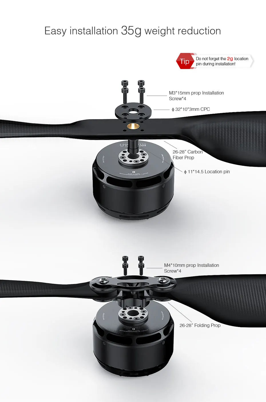 T-MOTOR, M3*1Smm prop Installation Screw*4 32*10*3mm CPC