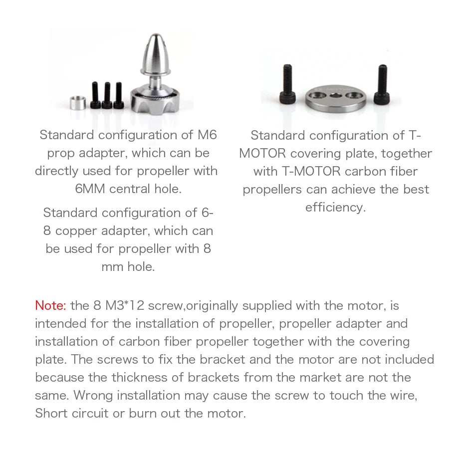 T-motor, the 8 M3*12 screw is intended for the installation of propeller, propeller adapt