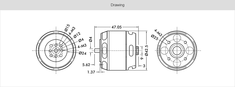 T-MOTOR U5 KV400 Outrunner Brushless Motor Max Thrust 2.9KG U-Power Series For FPV UAV Aircraft Multirotor Copter Drones 15 T-MOTOR U5 KV400 Outrunner Brushless Motor SPECIFICATION