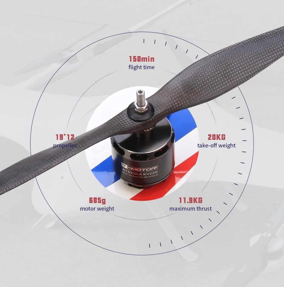 T-motor, I5Dmin flight time 19*12 20KG propeller take-off weight AT Mo
