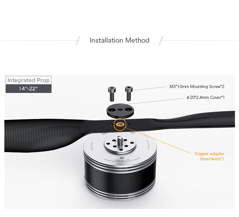 T-Motor MN505-S KV260 KV320 KV380 Brushless Waterproof Motor - 7KG Thrust New Professional Navigator Series For Multirotor Copters Aircraft 8 T-Motor, Integrated 14"-22" M3*1Omm Mounting Screw 2 20*2.4