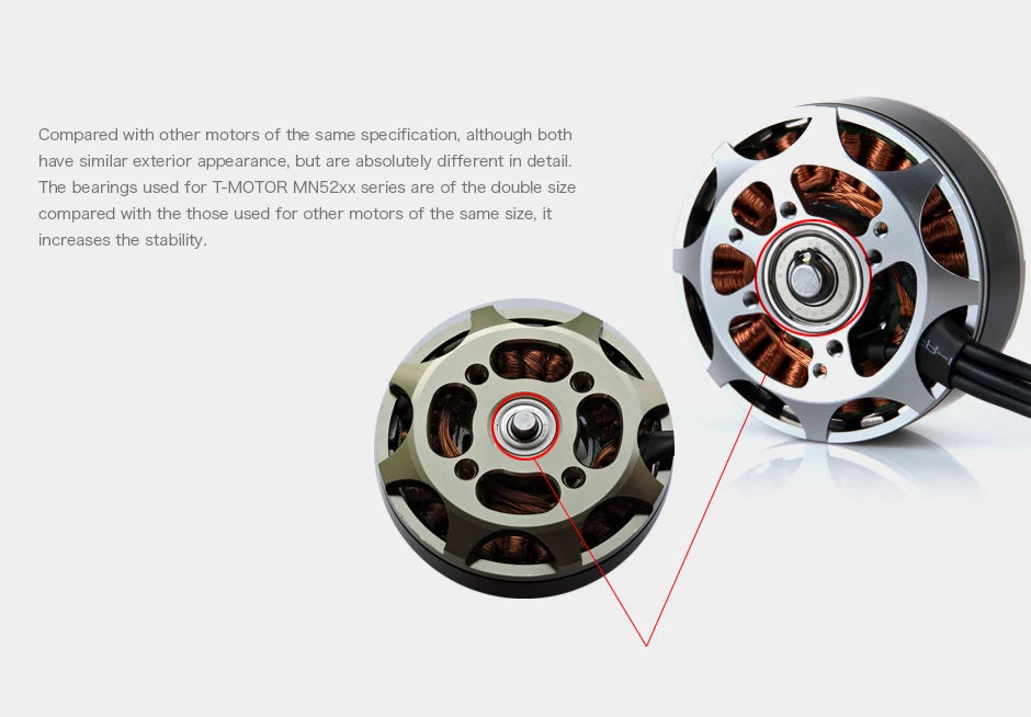 T-MOTOR MN5212 KV340 KV420 Motor - Max Thrust 4.4KG HighQuality Brushless Motor For UAV Drones Quadcopters Helicopter Hexacopter 11 the bearings used for T-MOTOR MNSZxx series are of the double size