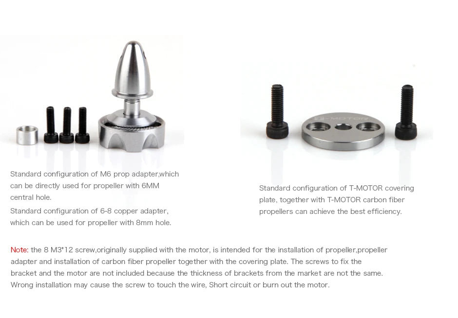 T-MOTOR MN5212 KV340 KV420 Motor - Max Thrust 4.4KG HighQuality Brushless Motor For UAV Drones Quadcopters Helicopter Hexacopter 12 T-MOTOR, the screws to fix the bracket and the motor are not included because the thickness of brackets from