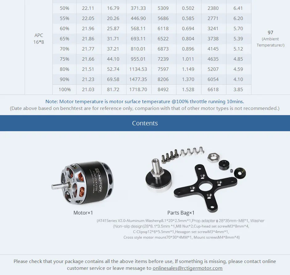T-MOTOR AT4125 250kv 540kv Long Shaft Heavy lift