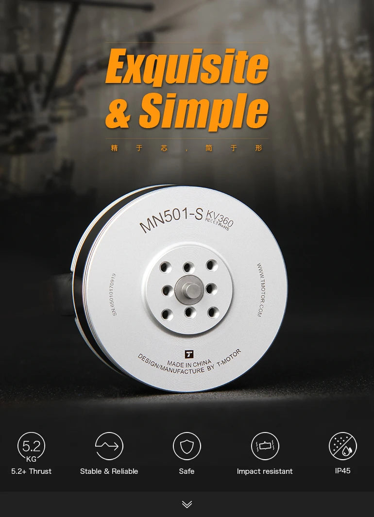 T-Motor MN501-S KV360 5.3KG Thrust Navigator Series Brushless Electrical Motor For For Aircraft Multirotor Copters RC Drones 7 T-Motor, 5.2 KG 5.2+ Thrust Stable & Reliable Safe Impact resistant IP