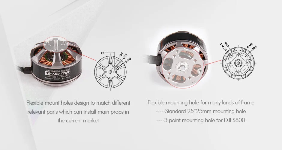 T-motor, 4,8 Mbalal Flexible mount holes design to match different Standard 25
