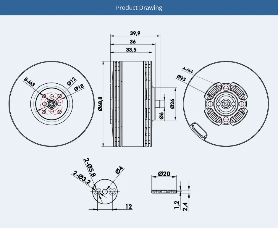 2Pcs/Set T-motor, T-motor MN605-S KV170 SPECIFICATIONS
