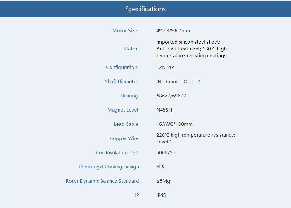 T-MOTOR MN4110 KV300 KV340 KV400 Brushless Motor Max Thrust 770W 3.6KG Tiger Motor Navigator Type For UAV RC Drones Copter Rotors Multi-rotor 15 T-MOTOR, Specifications Motor Size p47.4*36.7mm Imported silicon steel sheet;