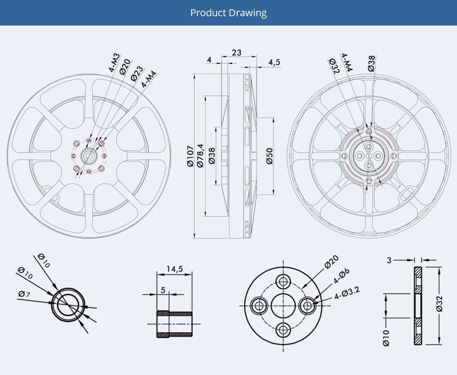 T-MOTOR MN1005 V2.0 KV90 Motor SPECIFICATION