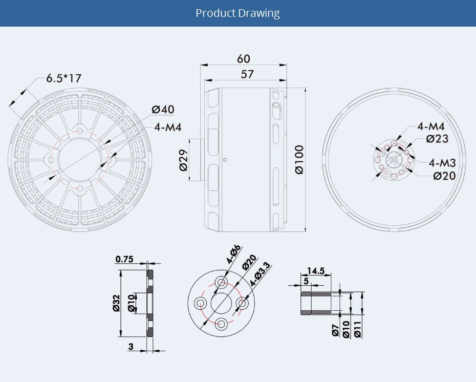 T-MOTOR U13 II KV65 KV130 Motor Big Thrust 24KG Brushless Outrunner Motor for Heavy Lift Load Quadcopter Industrial Appplication 15 T-MOTOR U13 II KV65 KV130 Motor SPECIFICATION
