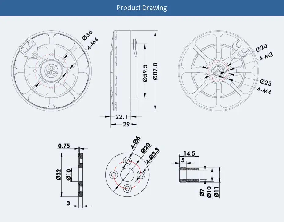 T-motor MN8012 KV100 12S Brushless Motor - Antigravity 8012 Max Thrust 11.8KG Outrunner Motor For Multirotor RC Drone VTOL 12 T-motor MN8012 KV100 12S Brushless Motor SPECIFIC