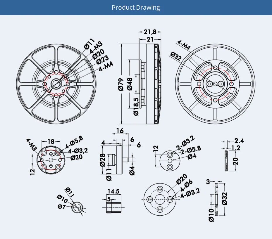 T-motor MN7005 KV230 Light Efficient Motor SPECIFIC