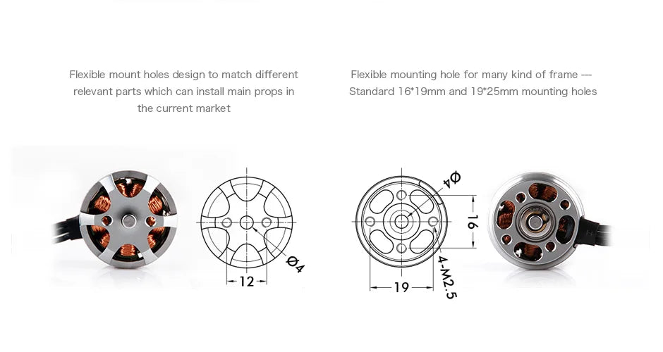 T-motor, Flexible mount holes design to match different . standard 16*19mm and 19*25mm