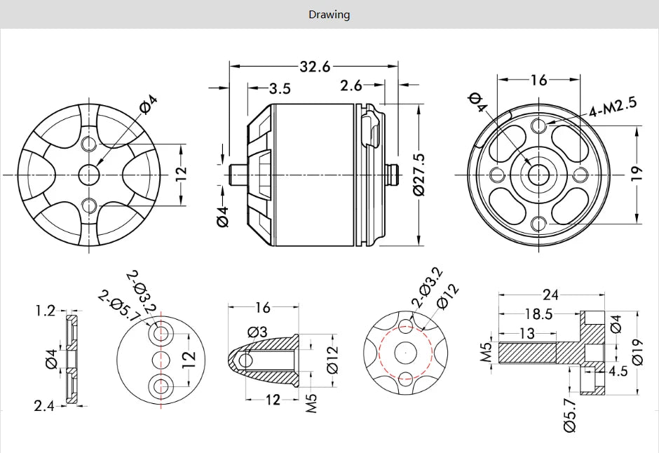 T-motor MN2212 KV780 KV920 Brushless Motor SPEC