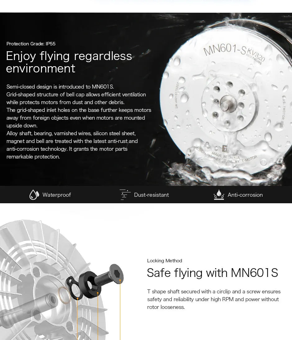 2Pcs/Set T-motor, grid-shaped structure of bell cap allows efficient ventilation while protects motors from dust and other