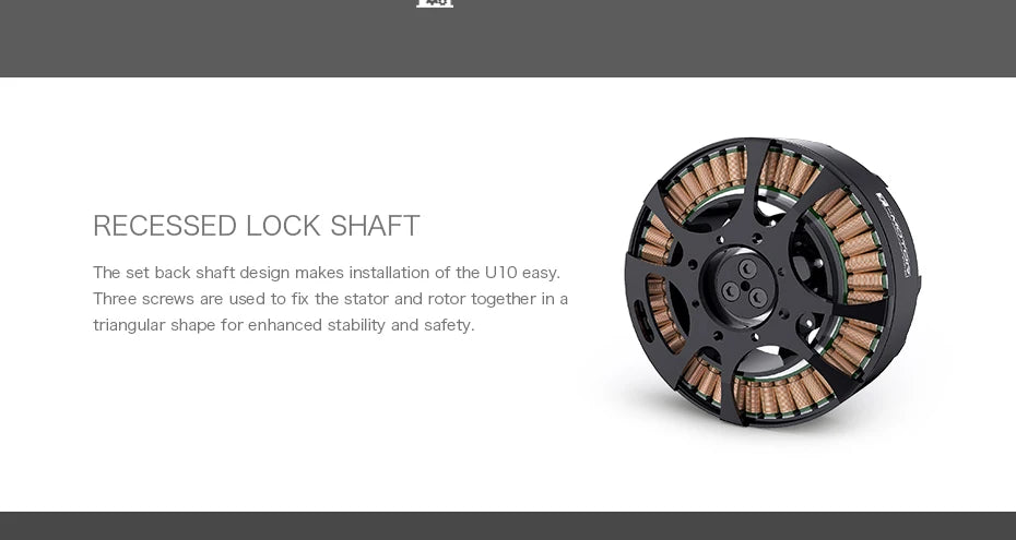 T-Motor U10 Plus KV100 Motor - New Efficiency 12KG Thrust For Multirotor Drone Helicopter Multirotor Brushless Motor 9 T-Motor, three screws are used to fix the stator and rotor together in a triang