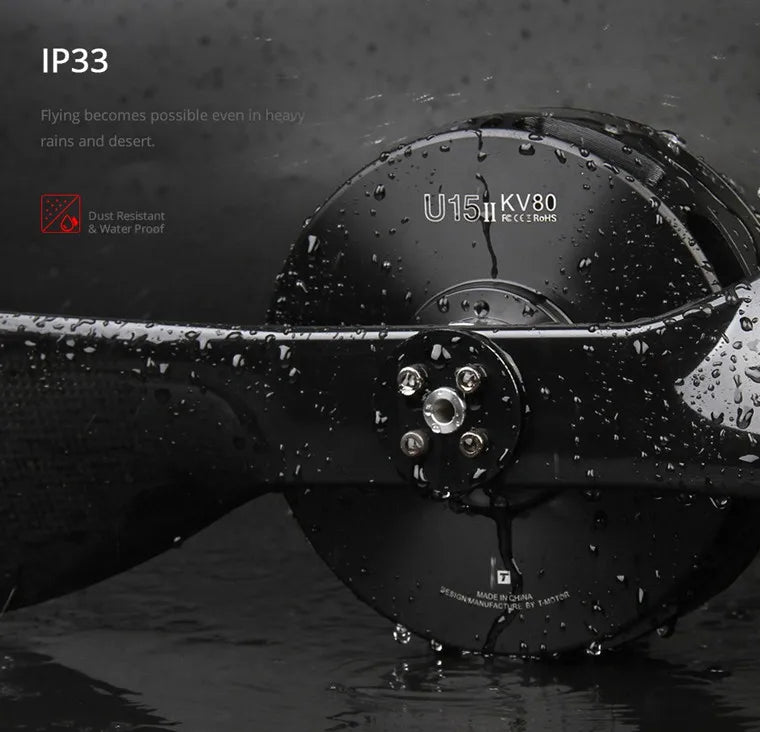 T-motor U15 II KV80 Motor - Customized DC 36KG Big Thrust Motor For 100kg Payload Drone Match 40 inch Prop 9 T-motor, IP33 Dust Resistant U15iKv8o F((Ro