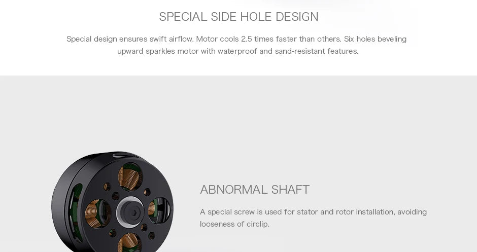 T-MOTOR, six holes beveling upward sparkles motor with waterproof and sand-resistant features 