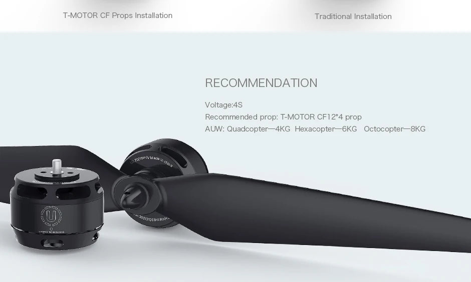 T-MOTOR CF Props Installation Traditional Installation RECOMMENDATION Voltage: