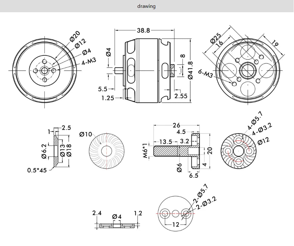 T-MOTOR U3 KV700 Outrunner Brushless Motor SPECIFICATION