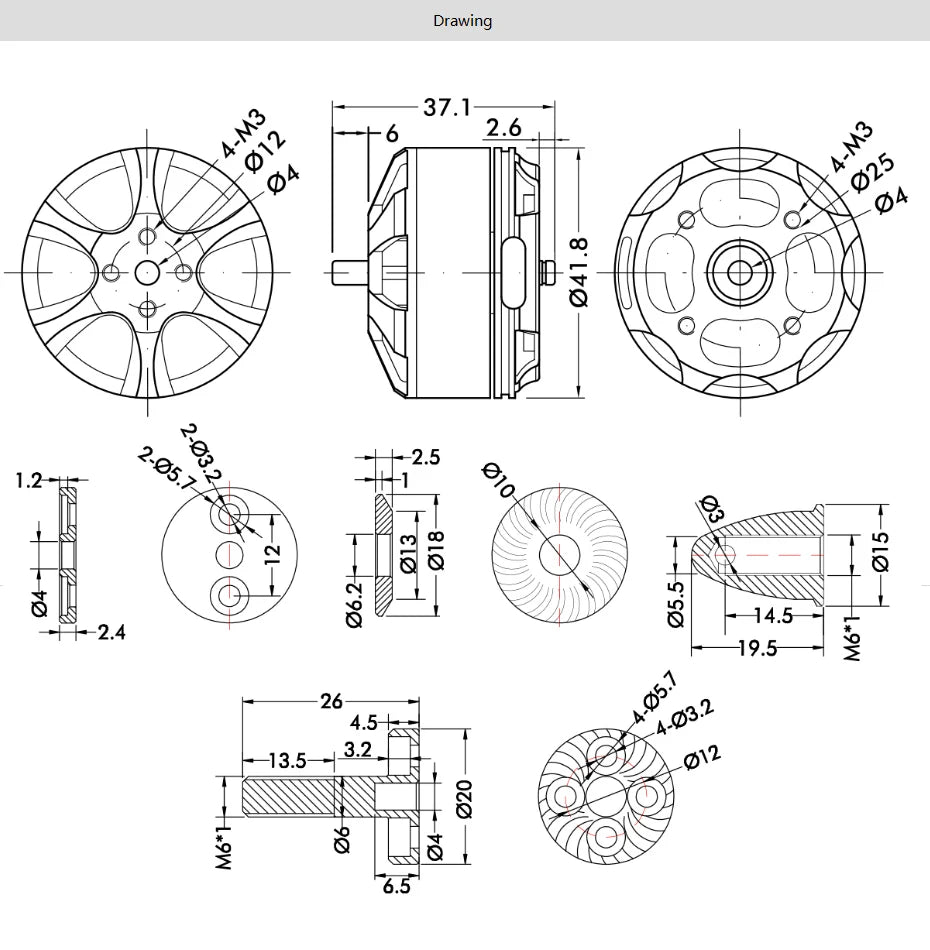 T-MOTOR MN3510 KV700 Outrunner Brushless Motor for multirotor copter Racing Drone 14 T-MOTOR MN3510 KV700 SPECIFICATIONS Wheelbase