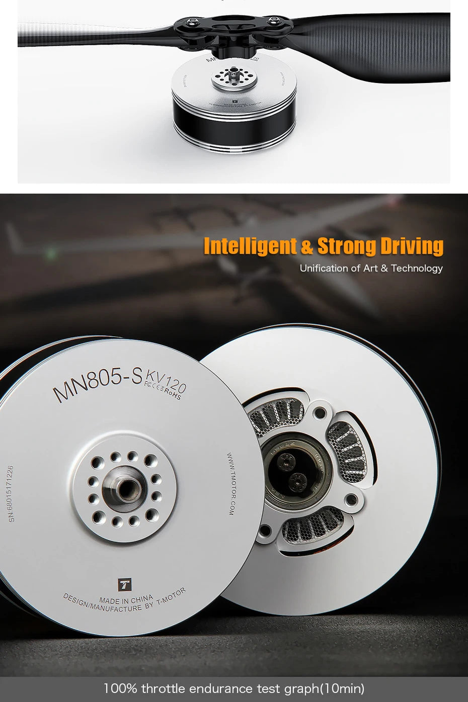 T-motor MN805-S KV120 KV150 170KV 16KG Thrust Brushless Electric Motor For VTOL Water Proof Heavy Lifting Aircraft Multirotor 12 T-motor MN805-S