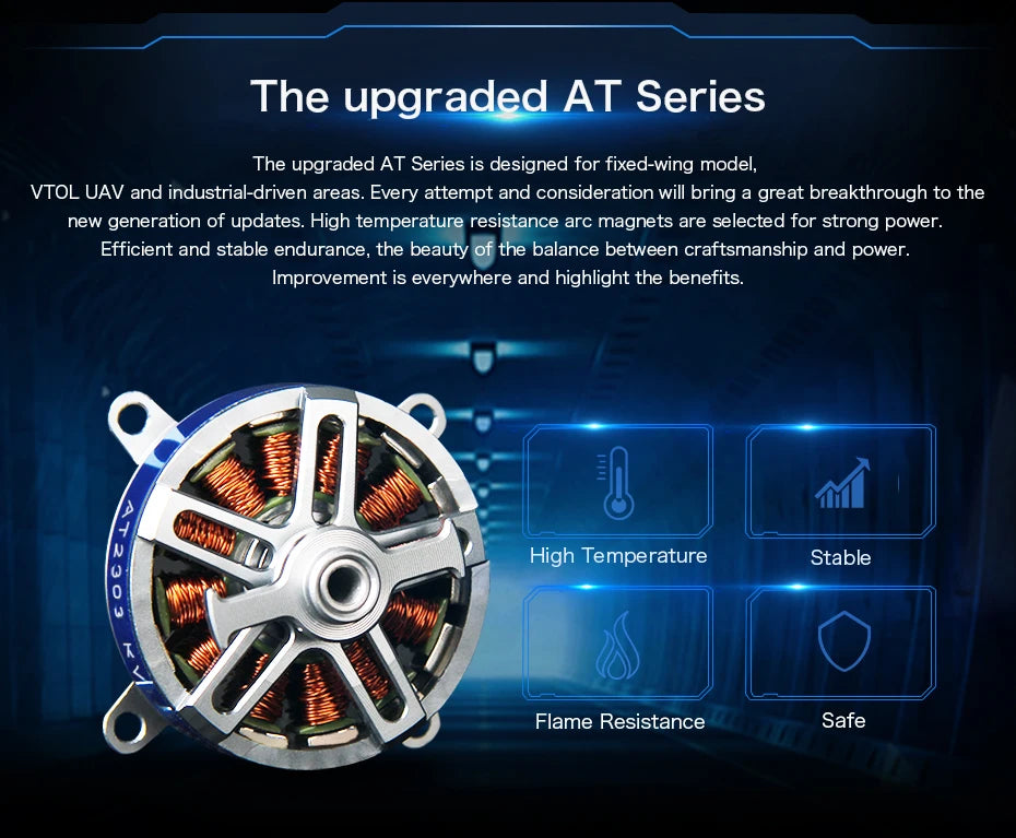 T-MOTOR, the upgraded AT Series is designed for fixed-wing model;, VTOL UAV and