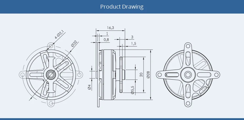 T-MOTOR AT2303 Short Shaft SPECIFICATIONS Wheelbase 