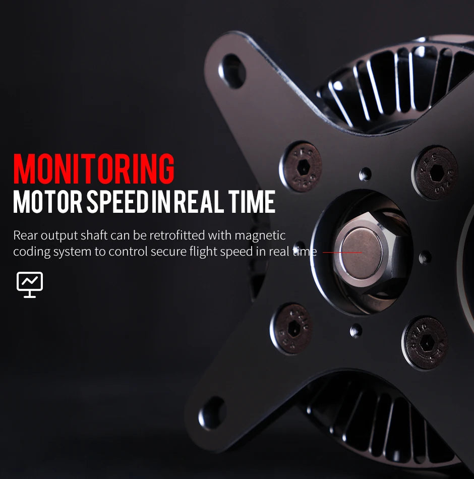T-MOTOR AT8025 70CC Motor - KV160/KV190 AT80 Series Brushless Drone Motor Power And Balanced Excellent Control 11 T-MOTOR, MONITORING MOTOR SPEEDINREAL TIME Rear output shaft