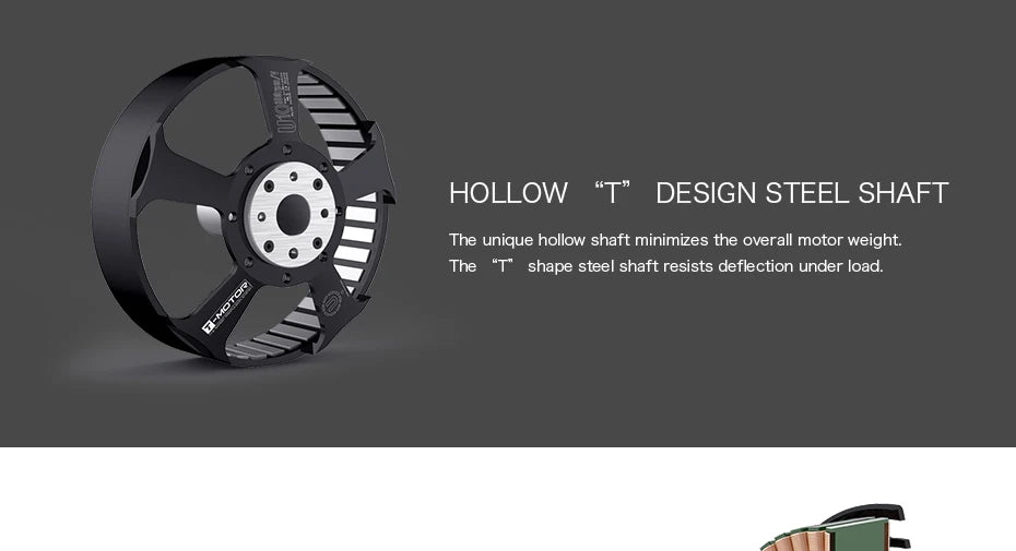 محرك T-Motor U10 Plus KV170 6-10S 12 كجم محرك كفاءة الدفع لطائرات الهليكوبتر متعددة الدوار Hexacopter UAV بدون طيار 10 T-Motor, unique hollow shaft minimizes the overall motor weight The shape steel shaft resists deflection under