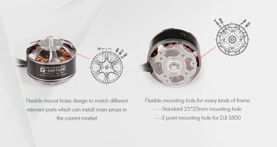T-motor, Standard 25*25mm mounting hole the curent market 3 mounting