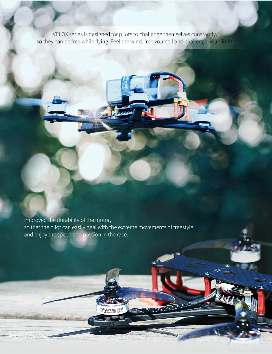 T-motor, VELOX series is designed for pilots to challenge themselves constantly, so they can be