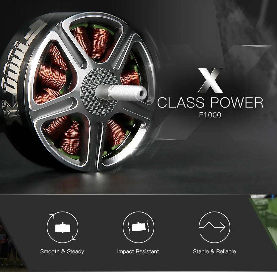 T-MOTOR F1000 KV300 KV510 محرك بدون فرشاة أقصى قوة دفع 6.5 كجم لطائرة السباق بدون طيار من الفئة X FPV DRL 6 T-MOTOR, CLASS POWER F1ooo Smooth & Steady Impact Resist