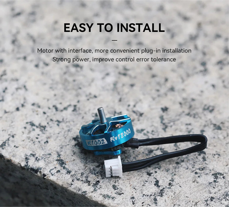 T-MOTOR M1002 KV18000 محرك صغير بدون فرش مناسب لطائرة بدون طيار Tinywhoop FPV مقاس 75 مم 8 T-MOTOR, EASY TO INSTALL Motor with interface, more convenient plug-in installation .