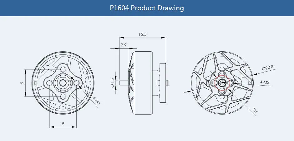 T-MOTOR P1604 SPECIFICATIONS Use : Vehicles 