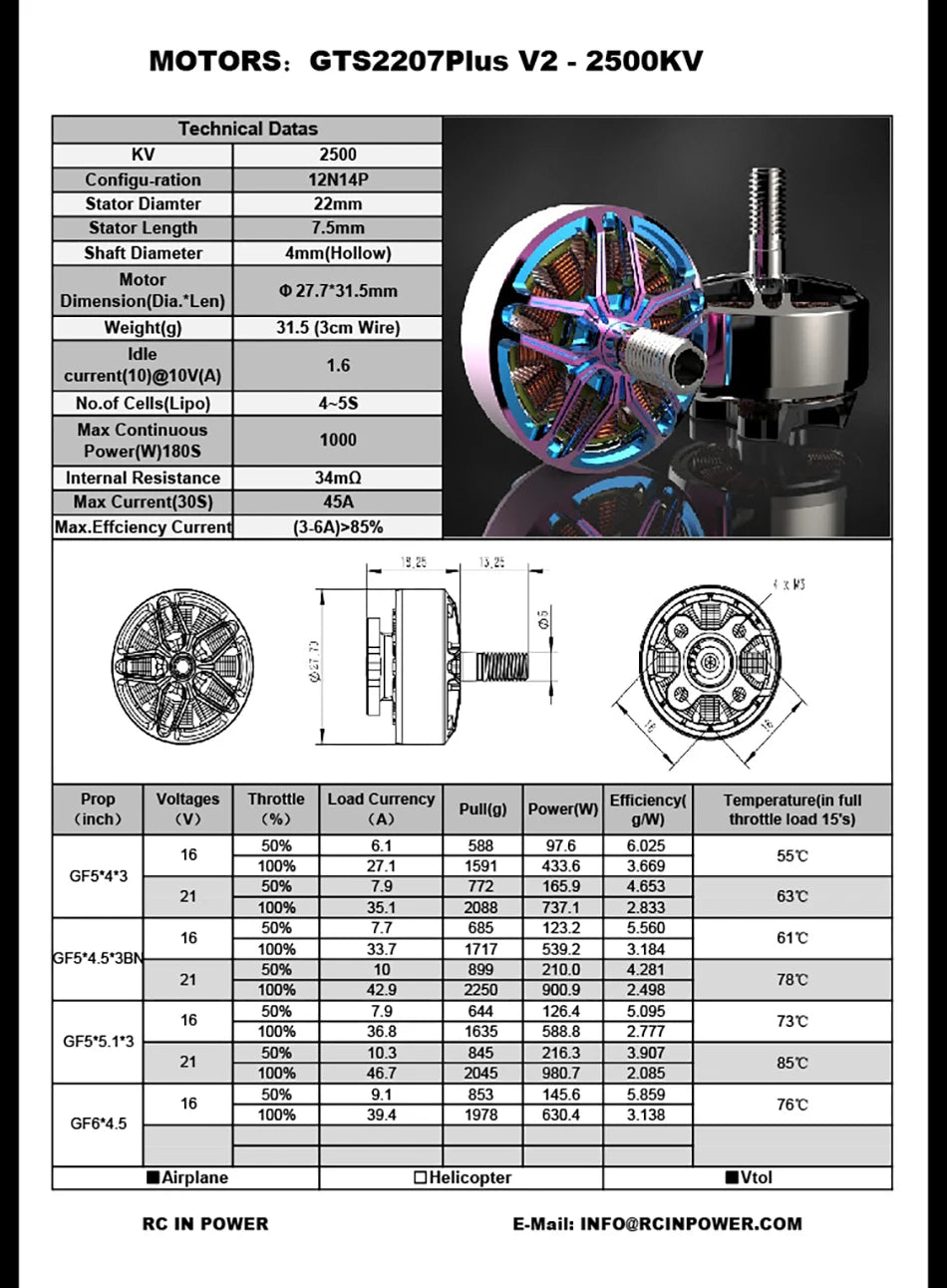 4 قطعة RCINPOWER GTS V2 2207 plus 1860KV 2500KV 2750KV 4-6S فرش السيارات ل FPV RC الطائرة بدون طيار FPV كوادكوبتر قطع الغيار DIY Accs 12 RC Parts & Accs : Motors Origin : Mainland China
