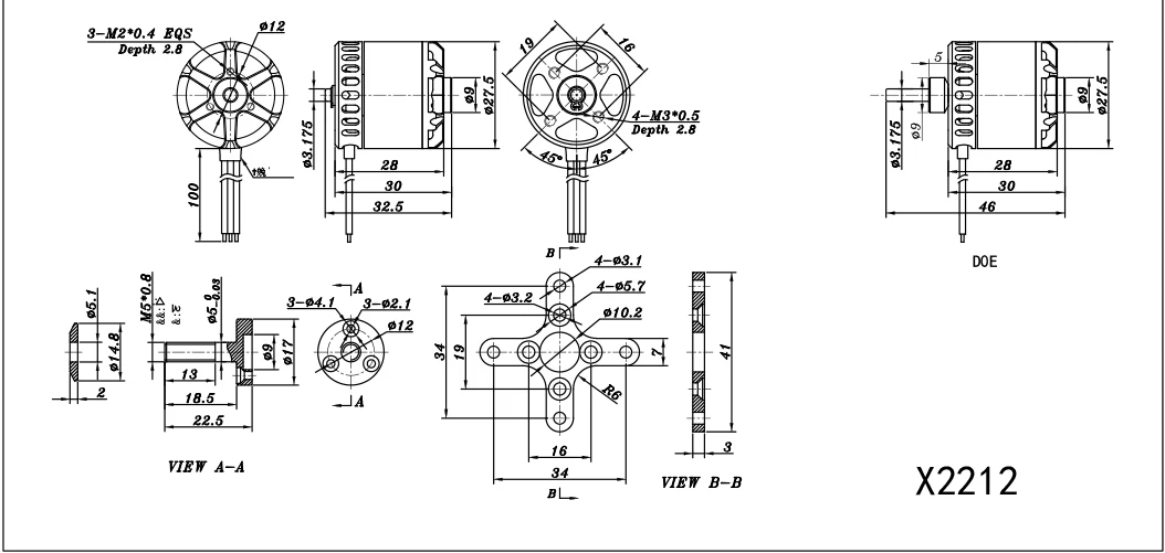 SunnySky X2212-III X2212 2212 980KV 1250KV 1400KV 2450KV 3-4S Brushless Motor for FPV RC Racing Drone 8