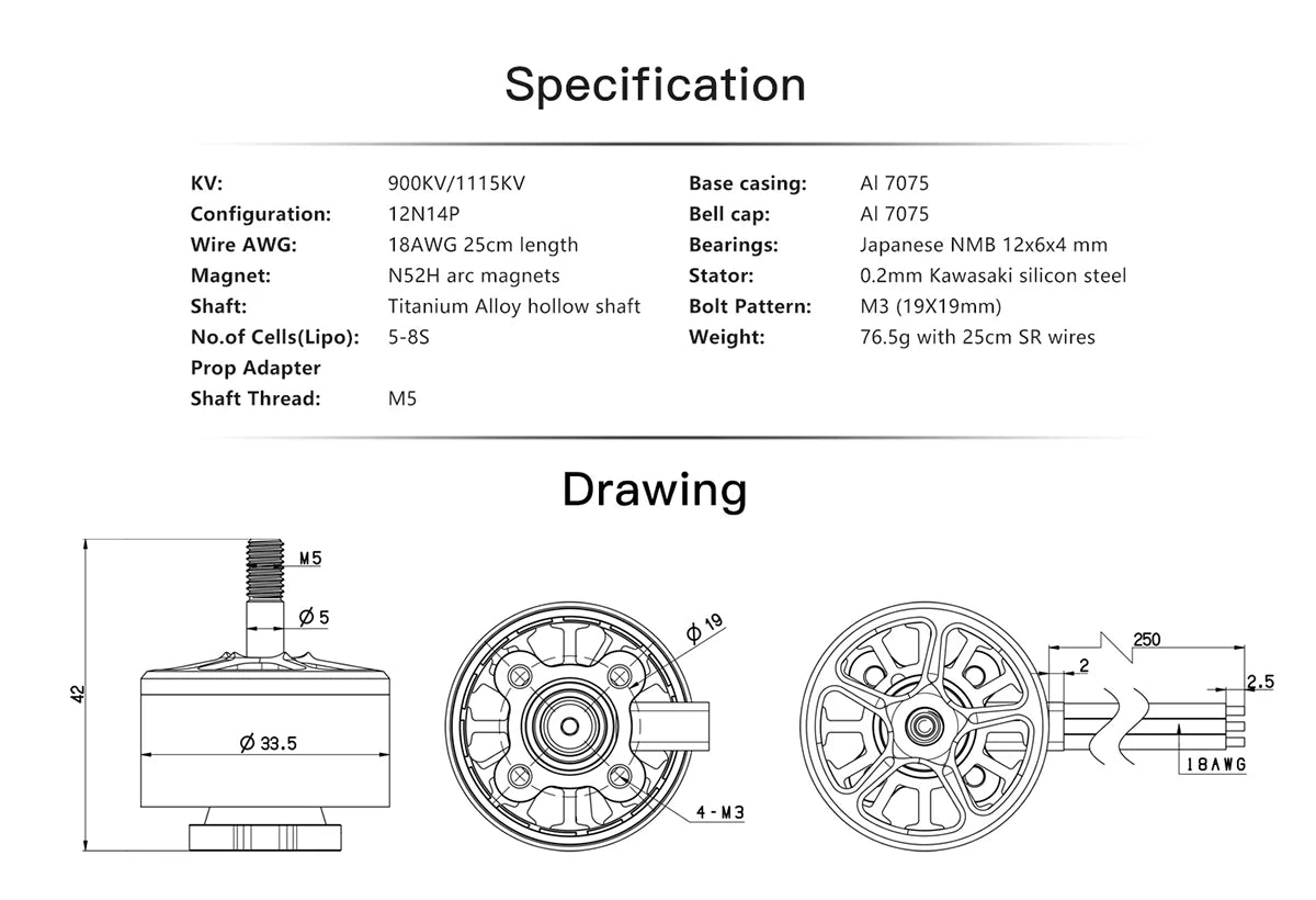 KV: 90OKV/1115KV Base casing: Al 7075 Configuration