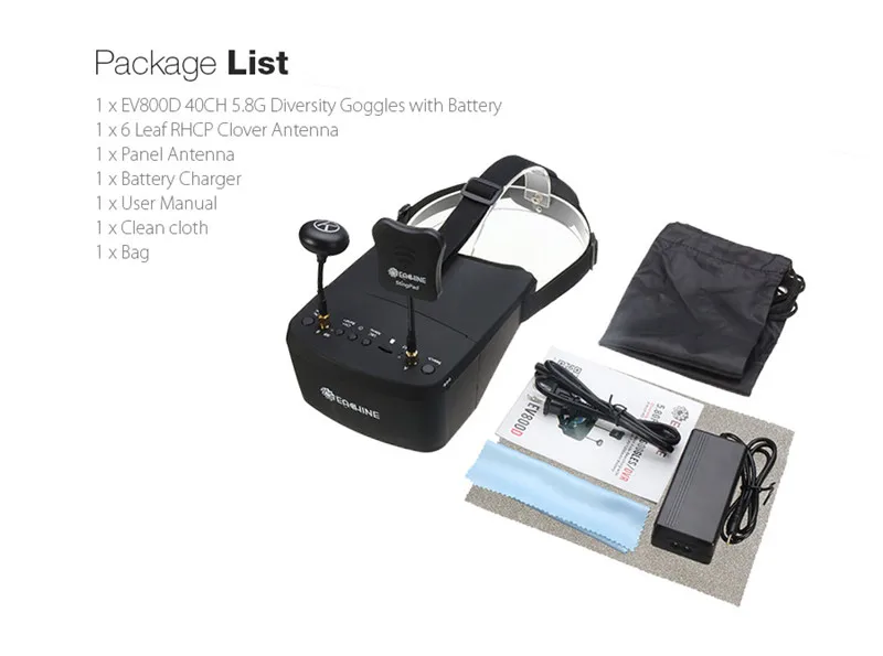Eachine EV800D FPV Goggle - 5.8G 40CH 5 Inch 800*480 Video Headset HD DVR Diversity FPV Goggles With Battery For RC Model 16