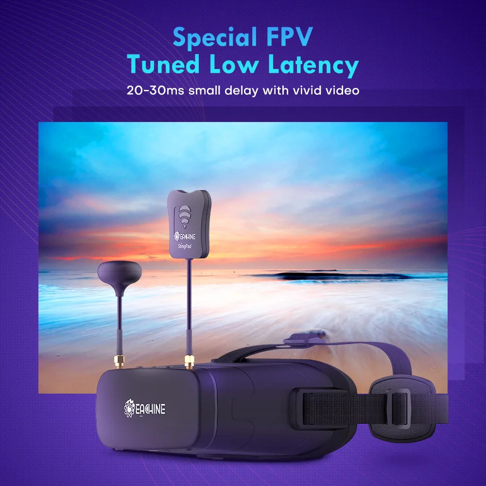 Eachine EV800DM FPV Goggle - نظارات Varifocal 5.8G 40CH المتنوعة FPV مع HD DVR 3 بوصة 900x600 سماعة فيديو مدمجة في بطارية FPV Drone VR 25 Eachine EV800DM FPV Goggle, Special FPV Tuned Low Latency 20-3Oms small delay with vivid