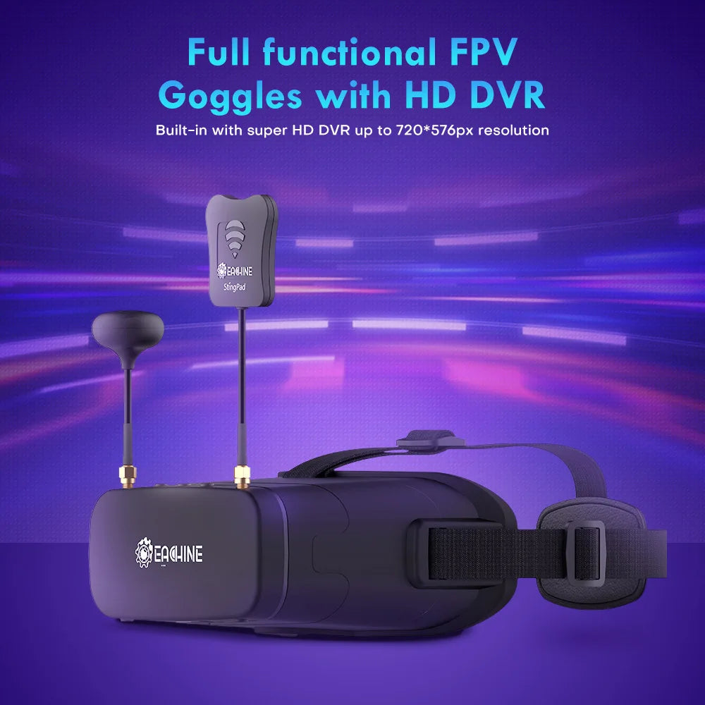 Eachine EV800DM FPV Goggle - نظارات Varifocal 5.8G 40CH المتنوعة FPV مع HD DVR 3 بوصة 900x600 سماعة فيديو مدمجة في بطارية FPV Drone VR 27 Eachine EV800DM FPV Goggle, Full functional FPV Goggles with HD DVR Built-in with super HD D