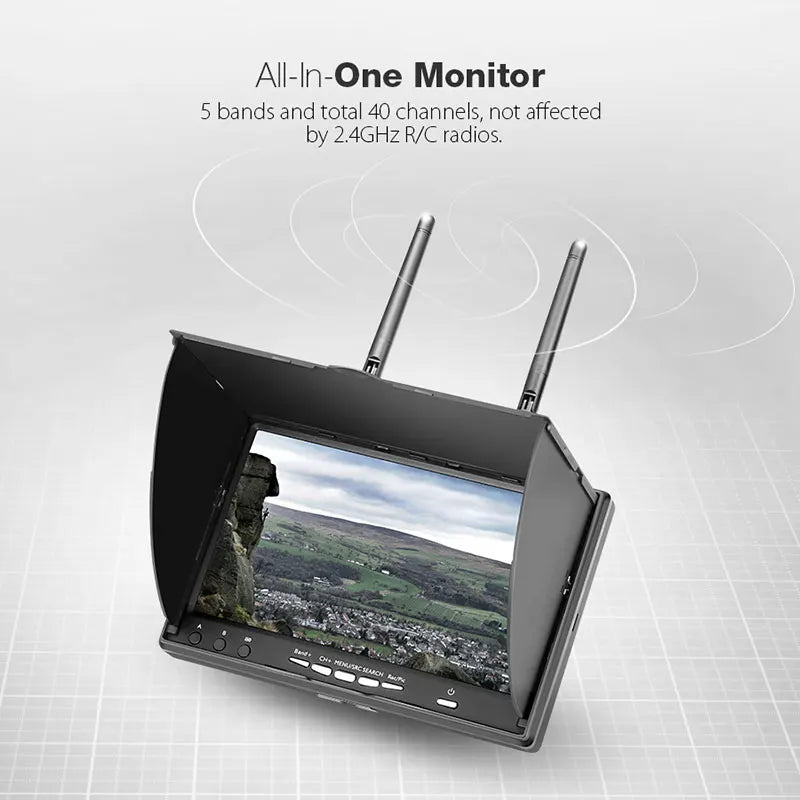 Eachine LCD5802D 7 Inch FPV Monitor - 5802 5.8G 40CH 7 Inch FPV Monitor RC Drone Airplane Long Range FPV Camera Goggles Drone Support DVR Funcion 10 Eachine LCD5802D 7 Inch FPV Monitor, AII-In-One Monitor 5 bands and total 40 channels; not affected by 24GHz