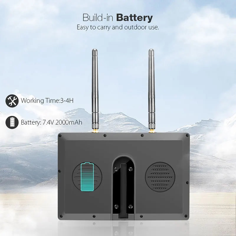 Eachine LCD5802D 7 Inch FPV Monitor - 5802 5.8G 40CH 7 Inch FPV Monitor RC Drone Airplane Long Range FPV Camera Goggles Drone Support DVR Funcion 13 Eachine LCD5802D 7 Inch FPV Monitor, Build-in Battery to carry and outdoor use: Working Time:3-4H Battery: 7.